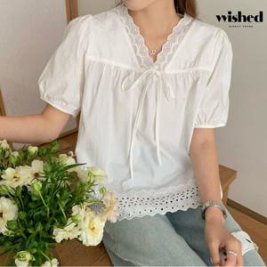 [위시드]브이넥 펀칭 블라우스 (WICBBL018)