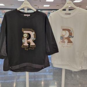 라티움 HC34 여름  앞뒤언발 밑단스트링조절 뒷등판 블라우스원단 7부소매여성티셔츠 T2523ts28