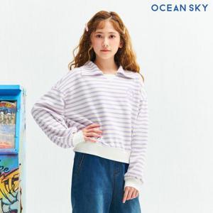 [오션스카이]여아 스트라이프 카라 맨투맨 티셔츠-CEJG5170B0T