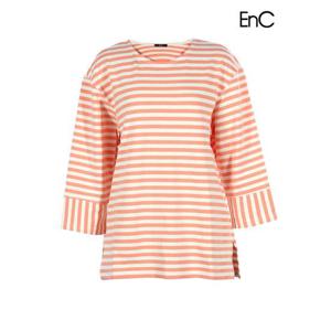 [이앤씨]EnC 핑크 마린 단가라 티셔츠 ENLW31201J