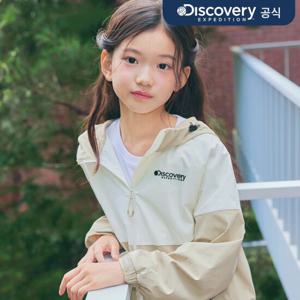 [무료반품][디스커버리 키즈] 키즈 우븐 배색 트레이닝 후드 자켓 (L/BEIGE)