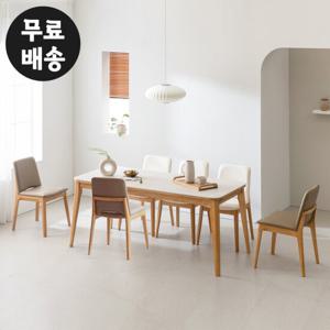하디 세라믹 고무나무 원목 6인용 식탁세트(1800)