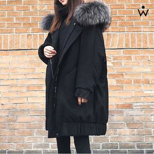 [위시드]퍼 후드 포인트 베이직 롱 패딩 점퍼 (WIADJP061)