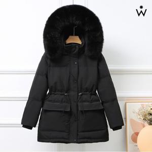[위시드]데일리 퍼 후드 투 포켓 스트링 미디엄 패딩 점퍼 (WIADJP060)