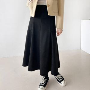 샵앤) FW 여성 스웨이드 밴딩 A라인롱스커트 NYS-WSK-4025-블랙