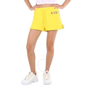 모스키노 여성용 옐로우 로고 프린트 트랙 쇼츠 0331-0528-2027