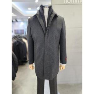 바쏘옴므 세이브존03 바쏘옴므 24F/W 차콜그레이 울 캐시미어 블렌드 머스크랫FUR맥코트 WSAGY4CJ26ACHA