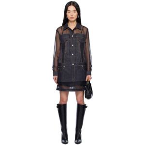 25 SS 사카이 여성 인디고 블루 믹스 데님 미니 드레스 251445F052009