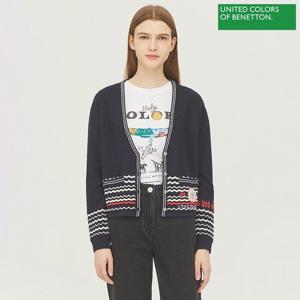 [베네통] 물결 스트라이프 니트 가디건 BAKC53331_NY