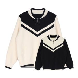 보스케 여성 겨울 골프웨어 골프 배색 데일리 니트 점퍼 자켓 L30112381