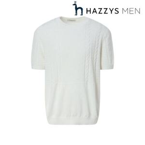 헤지스 남성 (HZSW5B702CR) 건지 아란 면 반팔 니트