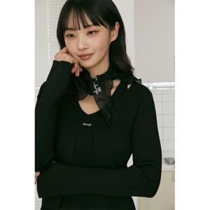 [에고이스트]금속여밈포인트V넥페미닌풀오버 ER2OKL55