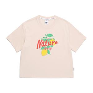 내셔널지오그래픽 N252WTS020 여성 리젠아스킨 세미크롭 그래픽 반팔 티셔츠 L/BEIGE