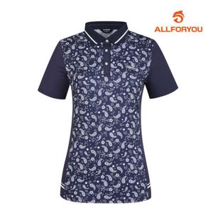 [올포유] 여성 페이즐리 프린트 카라 반팔 티셔츠 AWTPL4491-915_G