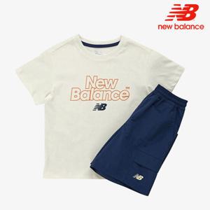 [뉴발란스]뉴발란스 키즈 에센셜 우븐 반팔 셋업 NK9YE1105U-64