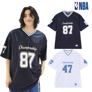 NBA 남녀공용 오버핏 새틴 스포츠 유니폼 저지 반팔 티셔츠 N252TS036P