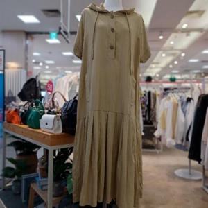 Latium HC06 H라인 팔뚝 품 편한 주머니 후드 반팔 롱원피스 T2523op05B