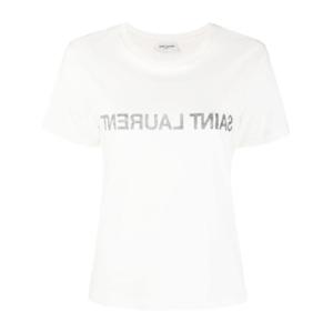 생로랑 반팔 티셔츠 665234 Y37AW9744 White