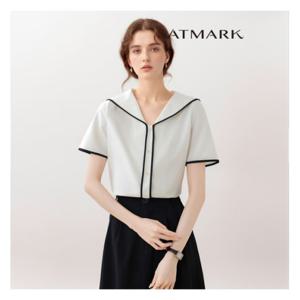 [앳마크]ATMARK (77까지)세일러파이핑반팔블라우스_AA53BL011G