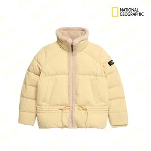 내셔널지오그래픽 여성 플리스 배색 숏기장 구스 다운 점퍼 N224WDW080