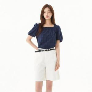 플라스틱아일랜드  벌룬소매 체크 블라우스 (PR2WB566)