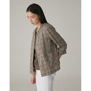 [올리비아로렌]린넨 체크 숏자켓_VOPFUXM3391