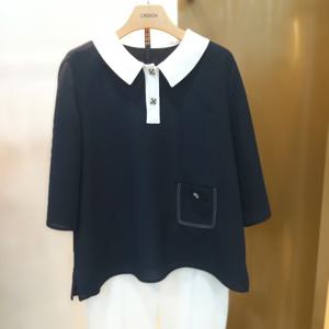 [크레송]배색카라넥 블라우스 NDCPBP68