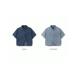 [후아유] 여성용 스티브 데님 크롭 반팔 셔츠 / Steve Denim Crop Short Sleeve Shirts WHYJF2522F