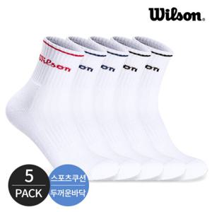 윌슨 남성 스포츠 쿠션 발등메쉬 라인포인트 중목양말 5P_MX