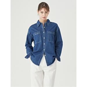 [르샵]데님 카라 데일리 투포켓 여성 긴팔 셔츠 (DO1BA006A)