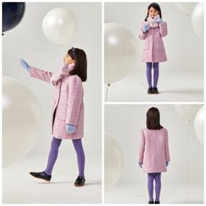 [빈]BX62CT03VI 바이올렛 트위드 싱글 퍼카라 코트
