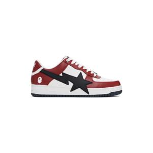 25 SS BAPE 남성 화이트   레드 베이프 스타 OS  2 스니커즈 242546M237054