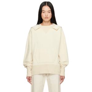 25 FW 메종마르지엘라 여성 오프 화이트 스탬프 로고 후드티 251168F098006