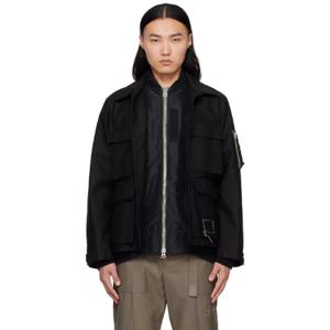 25 SS 사카이 남성 블랙 WTAPS 코튼 백 새틴 재킷 251445M180006