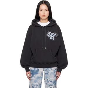 25 FW 오프화이트 여성 블랙 핸드드로우 스크립트 오버 후드티 251607F097002