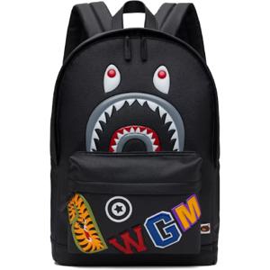 25 SS BAPE 남성 블랙 샤크 데이팩 백팩 251546M166024