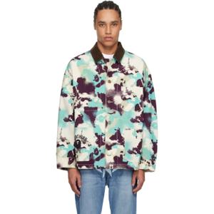 25 SS BAPE 남성 블루   퍼플 맵 카모 워크 재킷 251546M180008