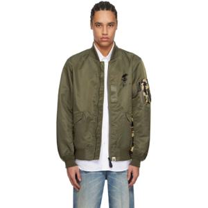 25 SS BAPE 남성 그린 퍼스트 카모 보머 재킷 242546M175009