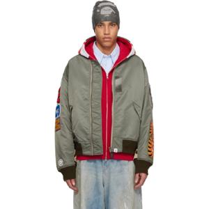 25 SS BAPE 남성 그린 샤크 MA 1 보머 재킷 251546M175003