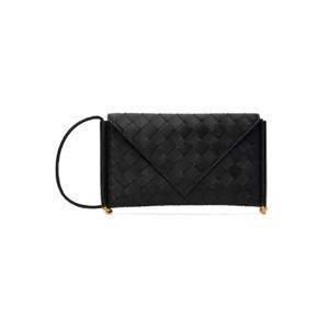25 SS Bottega Veneta 여성 블랙 솔스티스 폰 파우치 251798F048000
