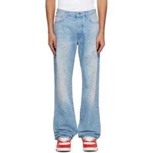 25 SS 오프화이트 남성 블루 페인팅 디자인 데님 진 251607M186004