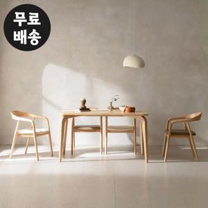 로뮤 고무나무 원목 4인용 식탁세트(1400/내츄럴)