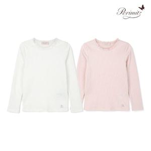 [레베끌레][페리미츠] 25년 봄신상 레이스 골지 티셔츠 / P2515T