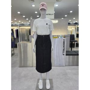 [빈트릴]SUNDAY  퍼티그 데님 롱 블랙스커트 BA243SK552-BK
