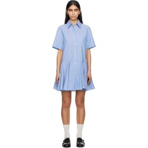 25 SS 마르니 여성 블루 코튼 포플린 스트라이프 셔츠 미니 드레스 251379F052003