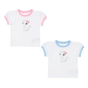 [프랜치켓] 여아 여름 화이트핑크/화이트블루 배색 반팔 티셔츠 Q52DKT240W1/Q52DKT250W