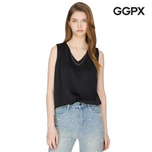 GGPX  V넥 샤틴 민소매 블라우스 (GP3SH052F)