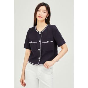 [제이제이 지고트]트위드 배색 라인 라운드 재킷 GP5M0JK911