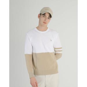 헤지스골프  (HUSW5A214I2)  25SS 베이지 남성 조직 컬러블럭 풀오버