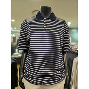 [바쏘옴므] Z2KT49A 25년S/S 네이비 오버핏 단가라 반소매 피케